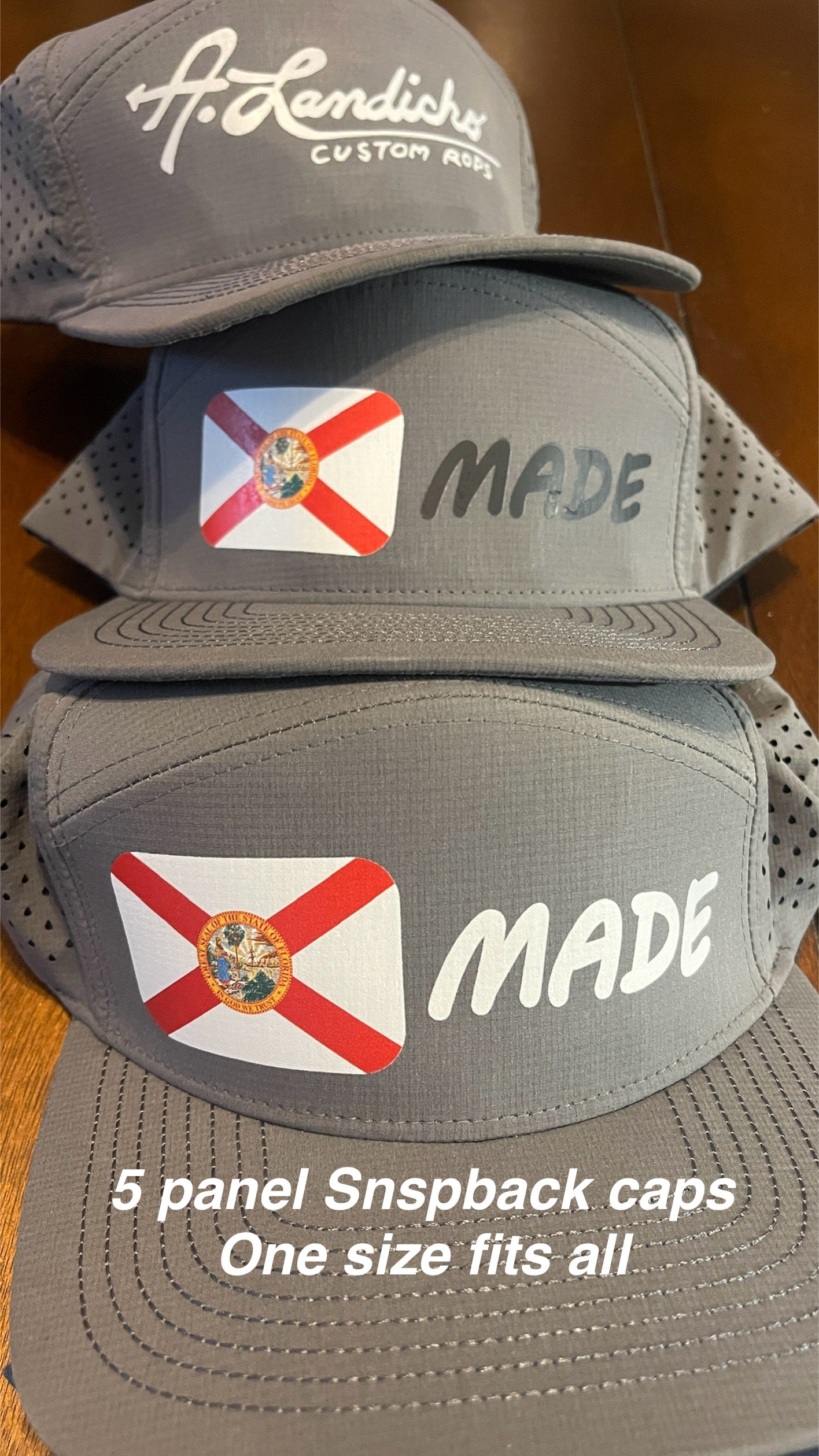 5panel SnapBack cap.  LCR Florida (state flag) Made